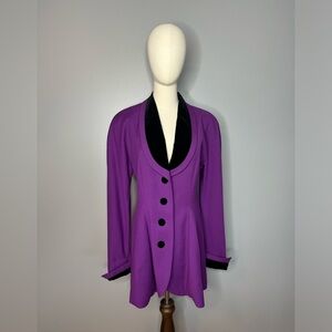 Vintage Karl Lagerfeld Purple Wool & Black Velvet Jacket